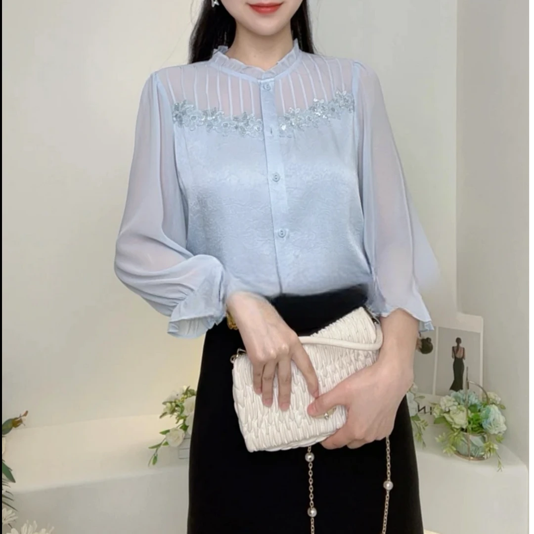 2025春装时尚百搭七分袖气质遮肚显瘦宽松修身春游出行衣服