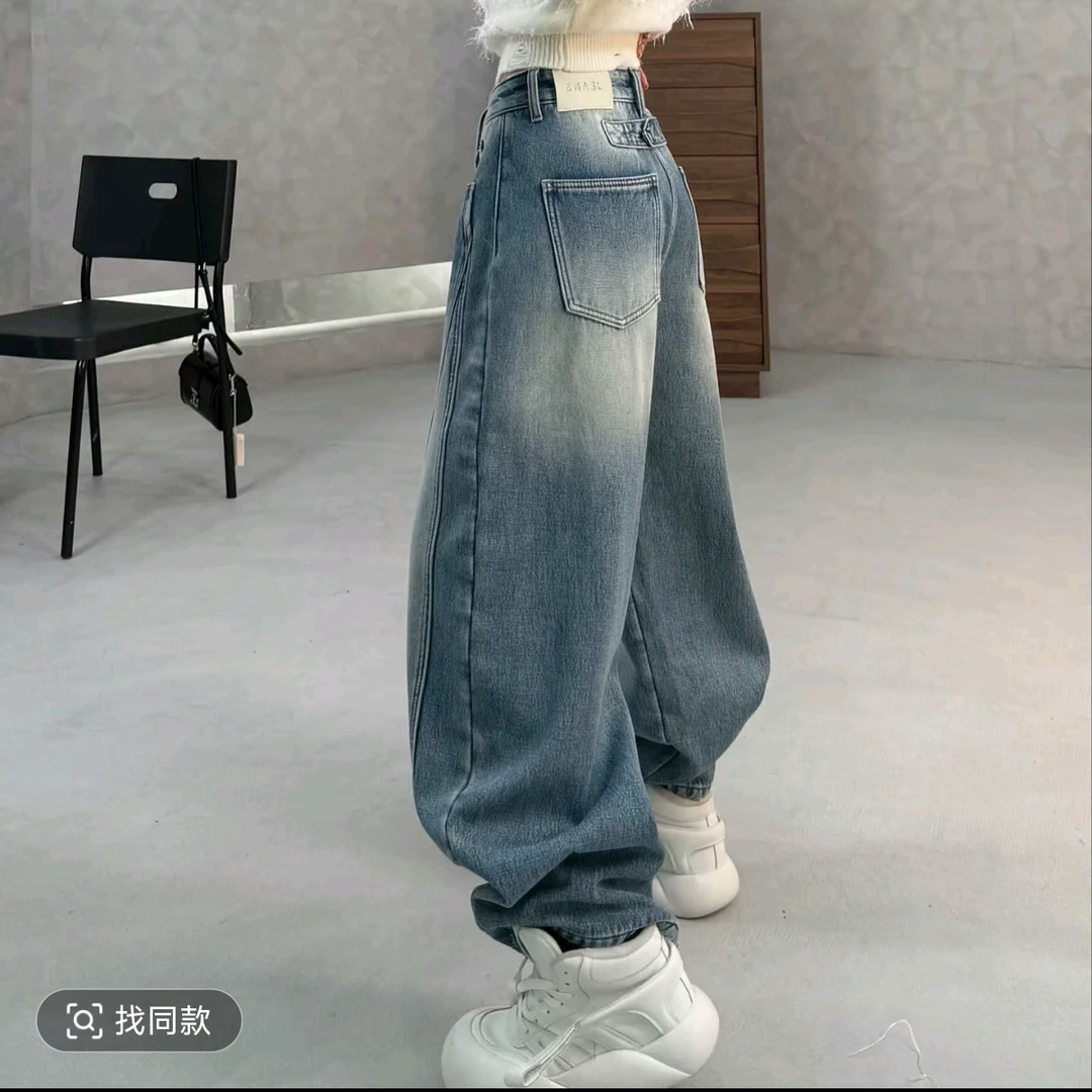 【大7定制】8732#加绒精品高定水洗蓝牛仔裤女