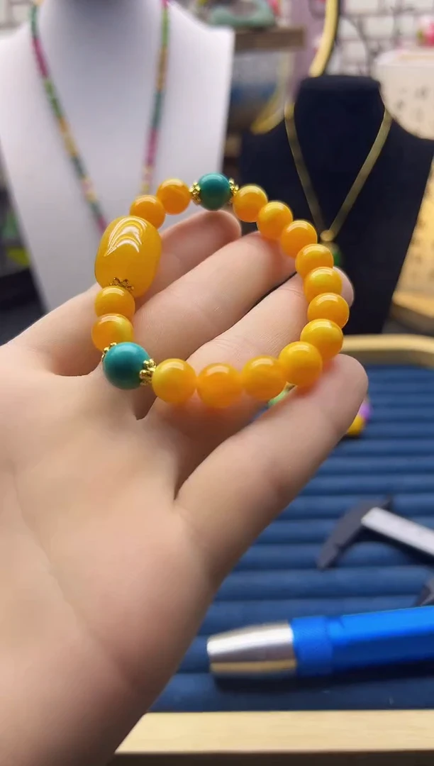 【闪购商品】蜜蜡耳饰14K金镶嵌S366