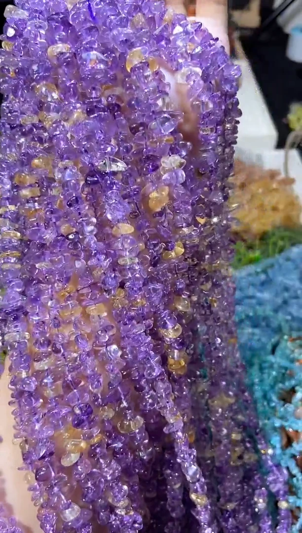 水晶珠宝半成品未镶嵌紫黄晶