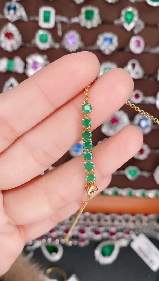 【闪购商品】祖母绿18K金手链18K金镶嵌1