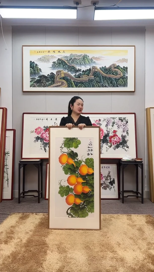 国画手绘葫芦122*62尺寸