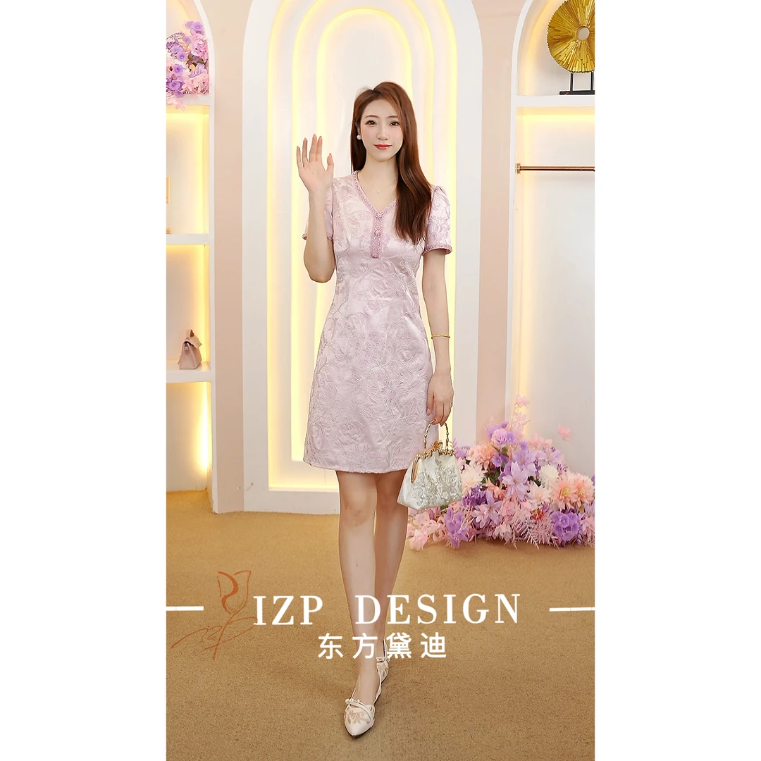 IZP【夏季焕新】真季雅<牡丹绮梦>新中式国风连衣裙PX73859
