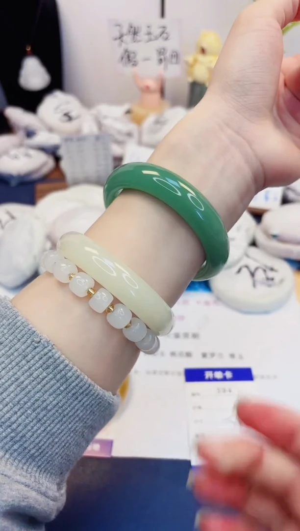 【闪购商品】石英质玉手镯未镶嵌394-东陵玉-圈口58