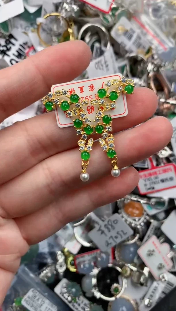 银S925镶嵌戒指翡翠111            7