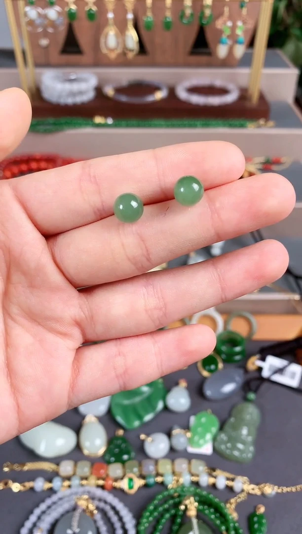 银S925镶嵌和田玉耳饰2