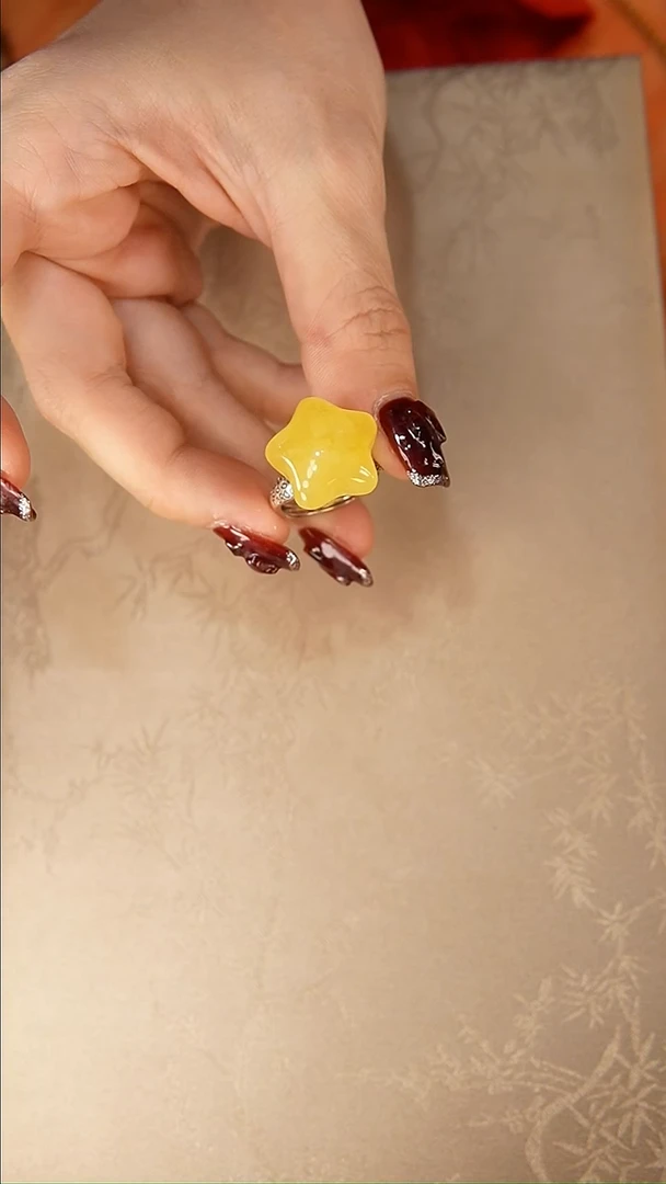 【闪购商品】琥珀戒指银S925镶嵌戒指