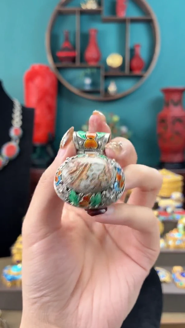 非遗手工花丝镶嵌吊坠