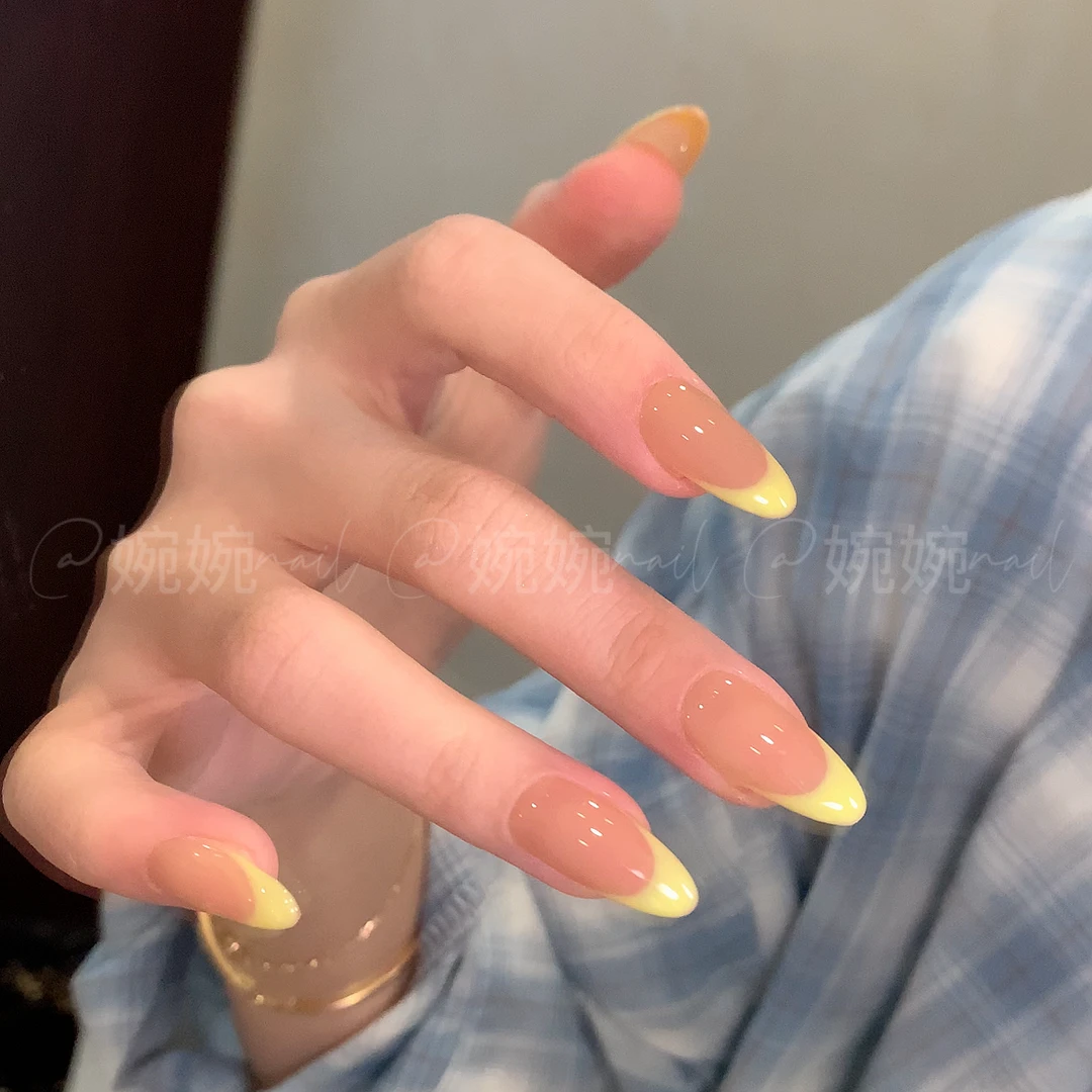 【柠檬味】纯手工纯手绘简约经典百搭法式穿戴甲