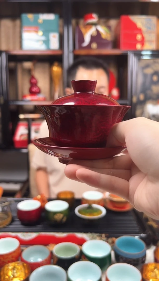 鱼**忆非遗太古大漆木胎三才碗