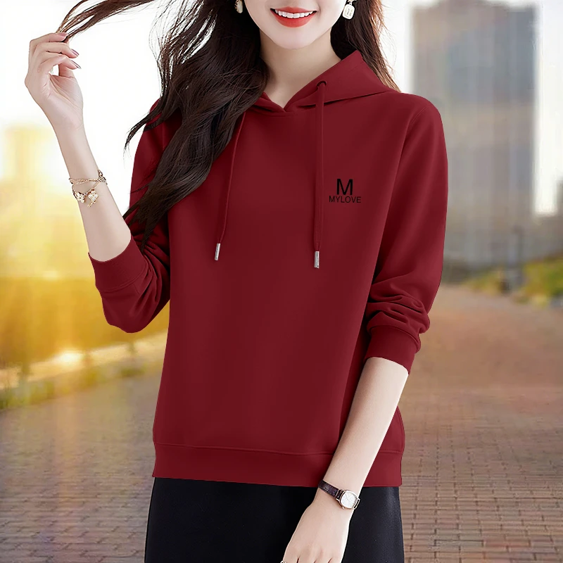 洋气宽松显瘦连帽卫衣女士2025新款时尚休闲通勤加绒加厚长袖上衣