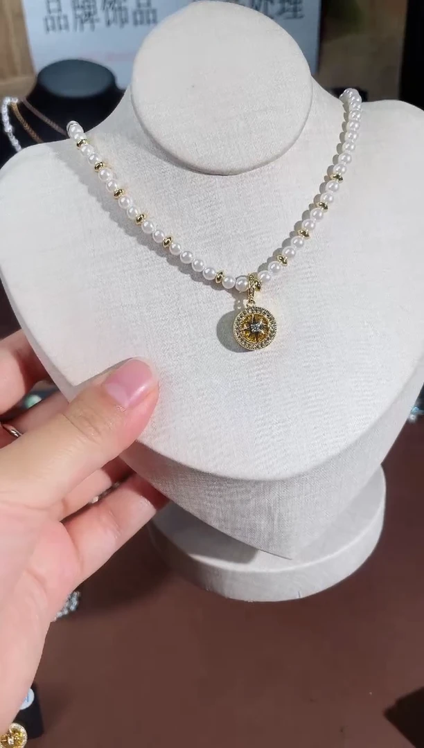 合金925银锆石项链7774