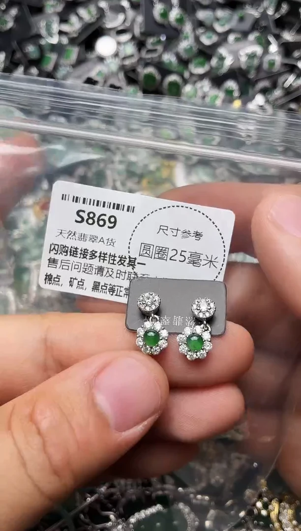 翡翠未镶嵌颈饰S869耳钉