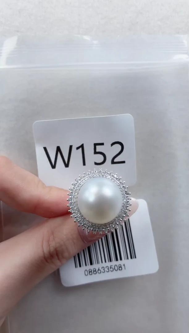 银S925镶嵌戒指海水珍珠W152