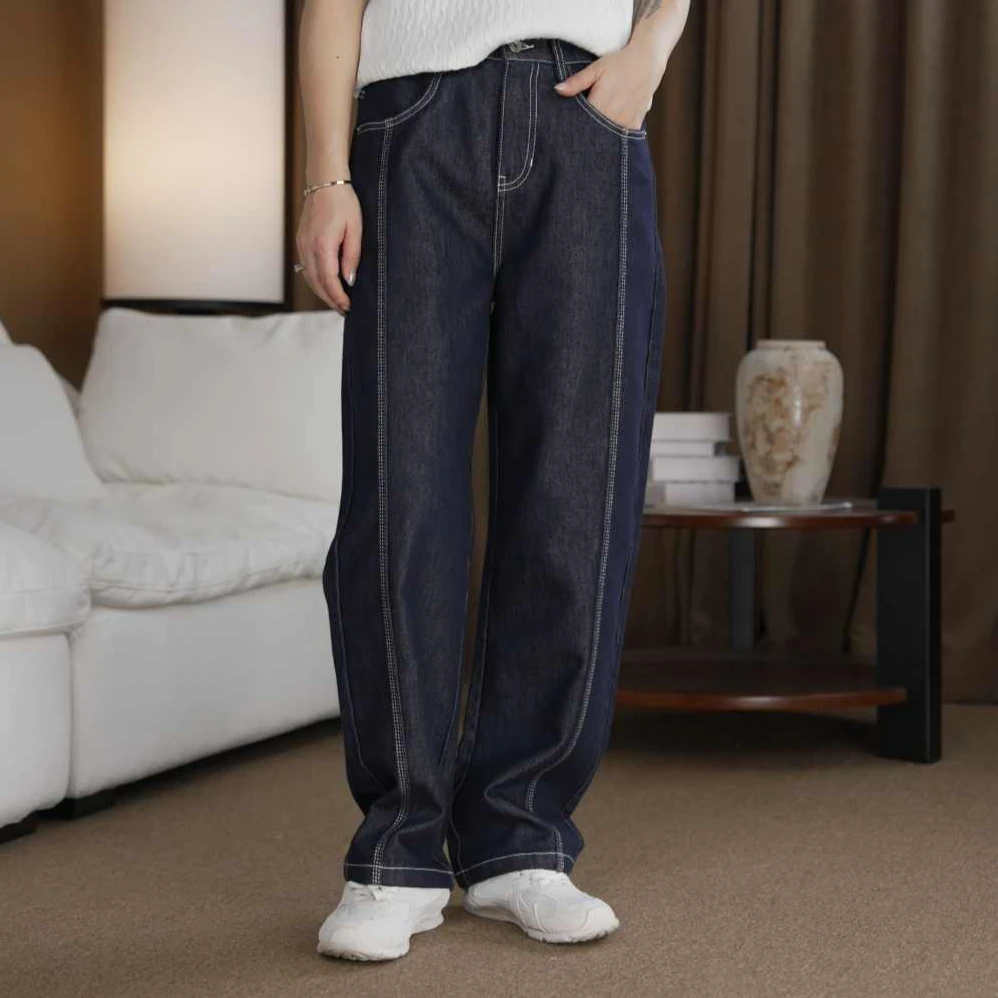 2025夏季新款品质男装不掉色原牛宽松牛仔直筒裤男士时尚休闲百搭