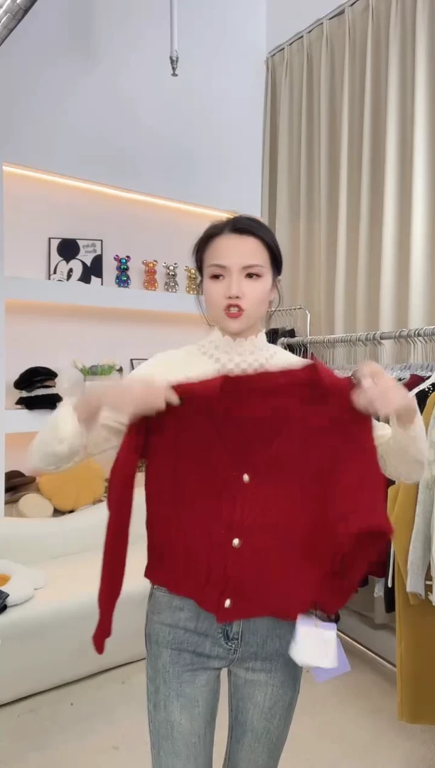 红色开衫均码@811091-4