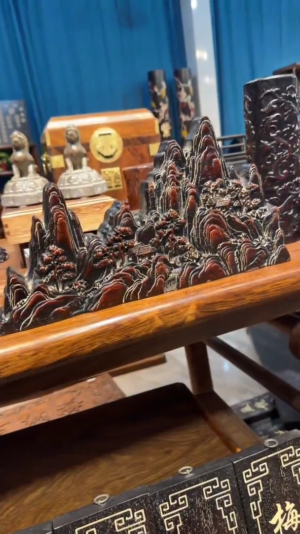 木紫檀黄山摆件邵氏紫檀木艺