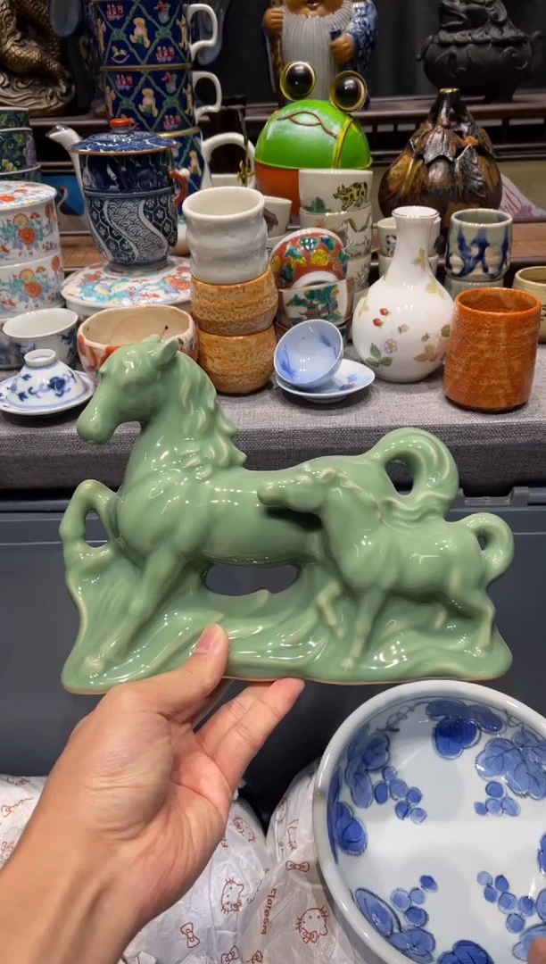瓷片青瓷十二生肖马