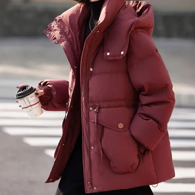 【新年战袍】安可拉红连帽羽绒服女2025年冬季气质外套9310佳佳