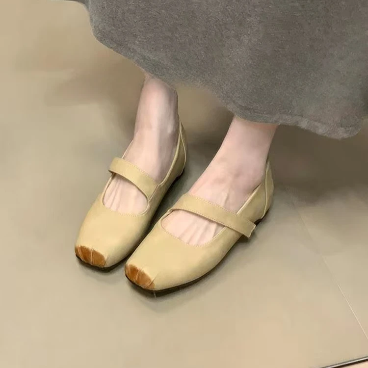法式方头一字带玛丽珍鞋女复古风内增高百搭休闲时尚芭蕾猪鼻子鞋