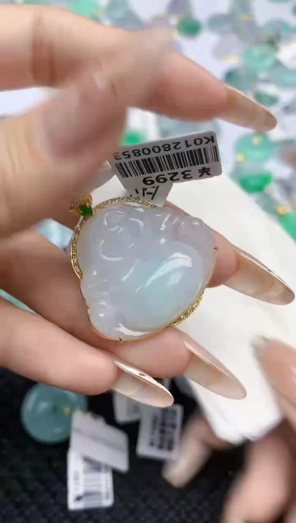 翡翠18K金镶嵌颈饰346   天然翡翠A货