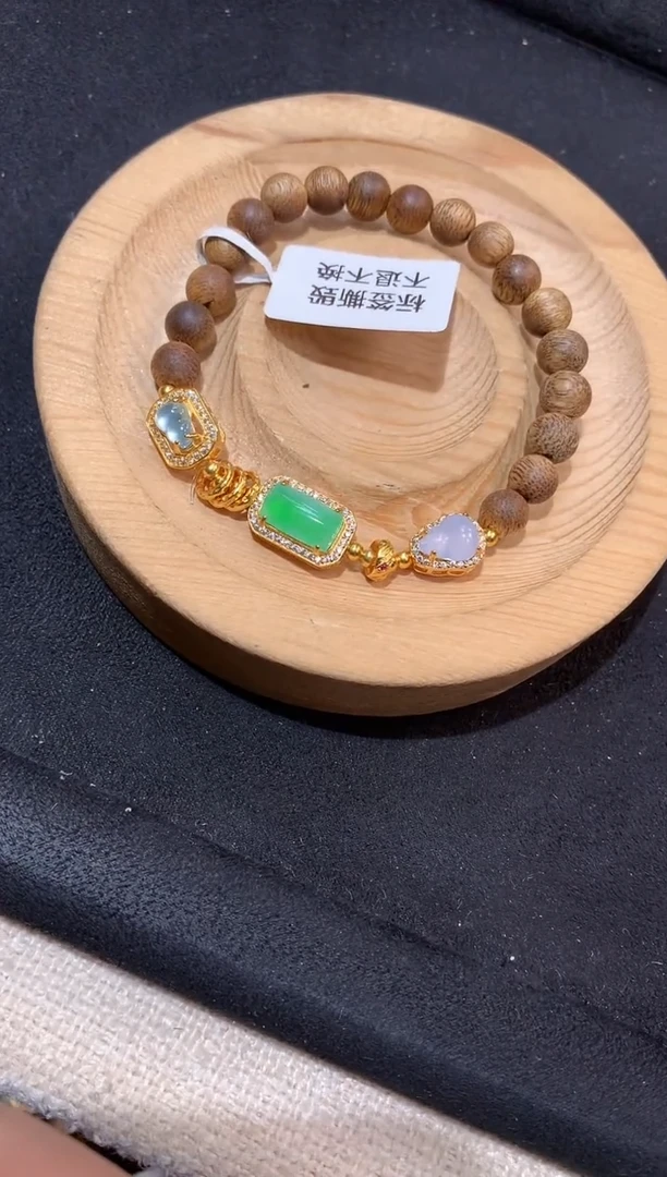 吊坠(不含链)银S925镶嵌翡翠手串