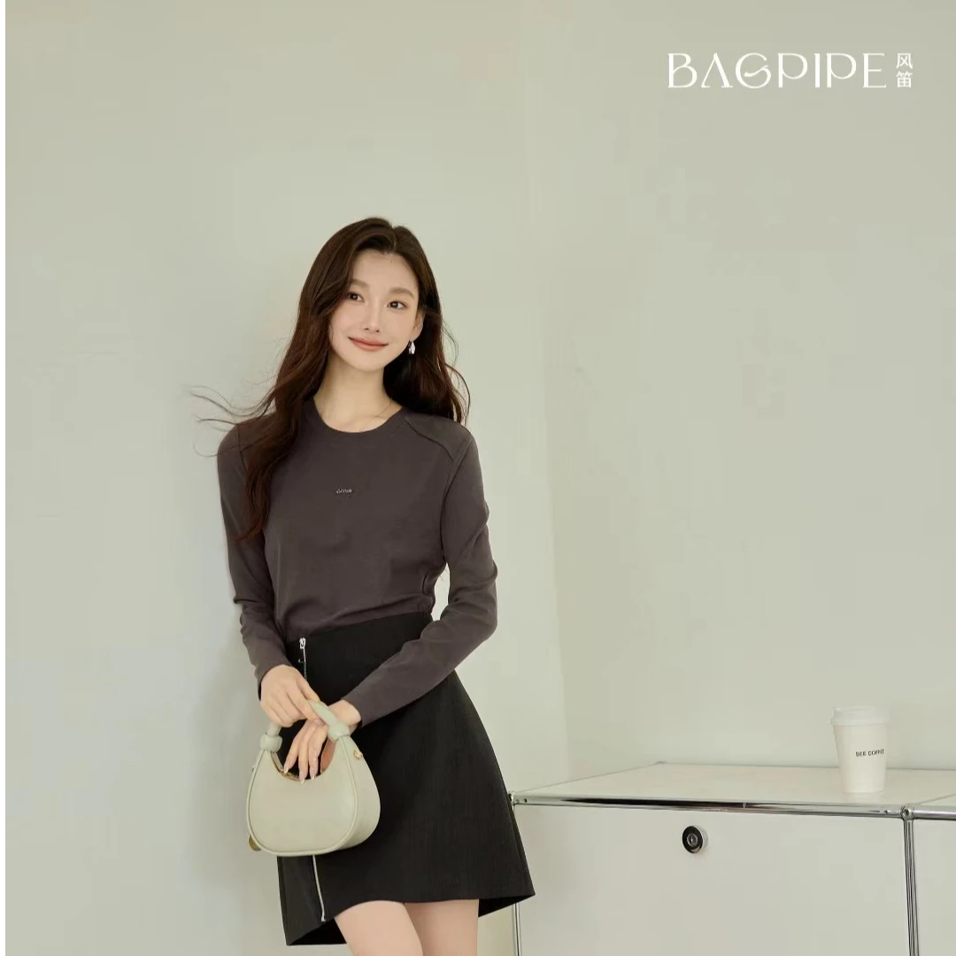 BAGPIPE/风笛宽松立体装饰针织T恤时尚冬季显瘦套装休闲秋冬双面