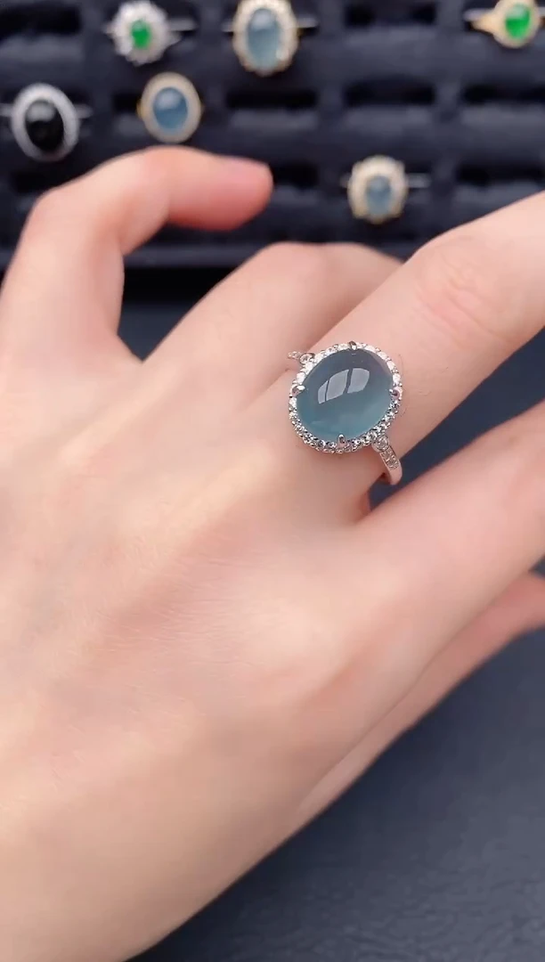 银S925镶嵌戒指翡翠天然a货翡翠134