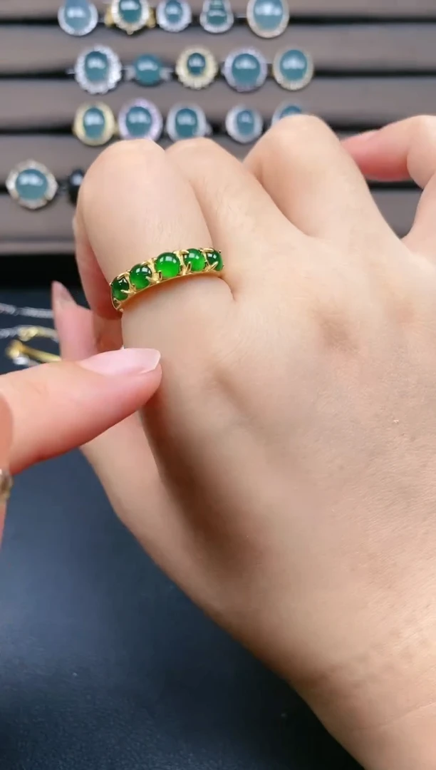 翡翠戒指银S925镶嵌24242