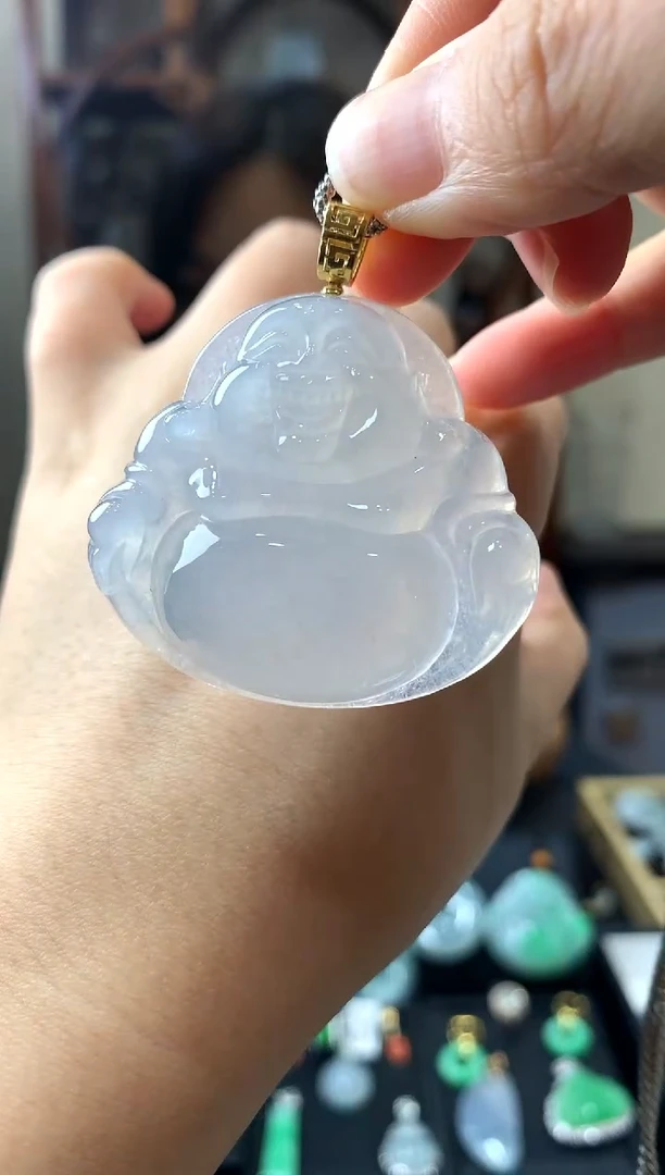 翡翠18K金镶嵌吊坠(不含链)挂件