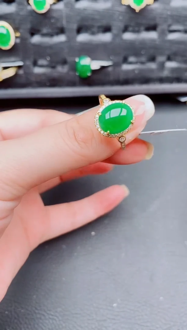翡翠戒指银S925镶嵌天然a货翡翠245