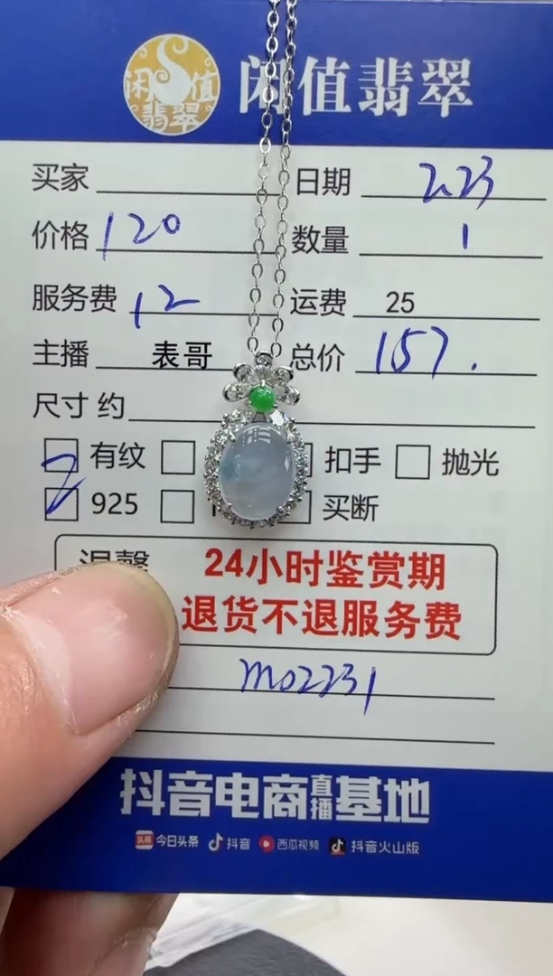 【闪购商品】翡翠吊坠(赠链)银S925镶嵌翡翠项链