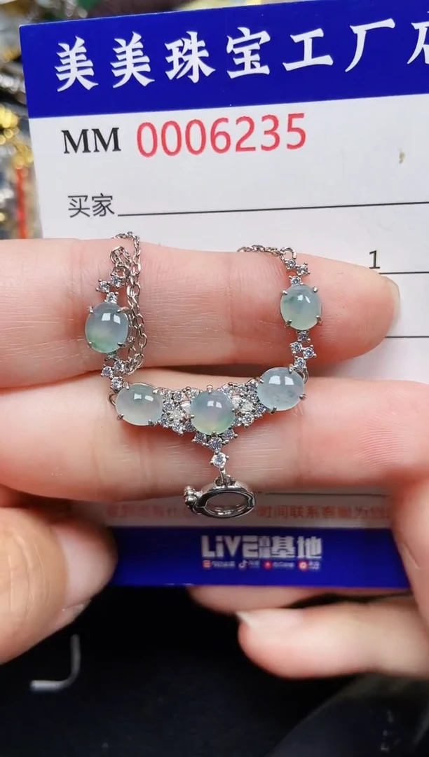 翡翠银S925镶嵌颈饰6235