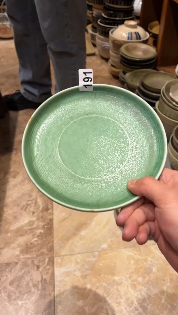 【闪购商品】瓷片191 微瑕绿色立口盘1个