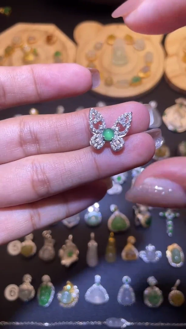 吊坠(不含链)银S925镶嵌翡翠1