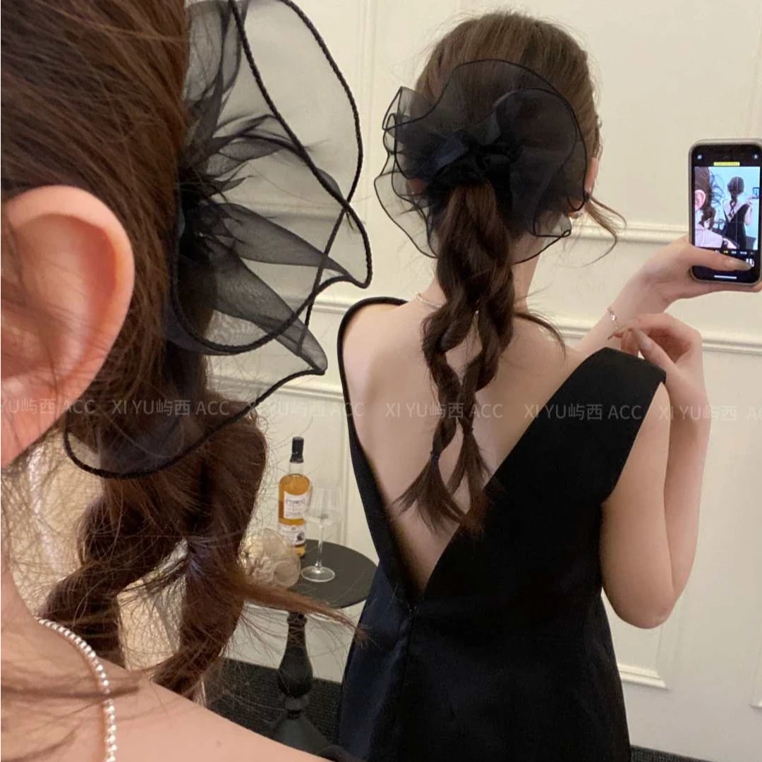 气质超仙欧根纱发圈高级感百搭扎马尾头绳韩系春夏新款芭蕾风发绳