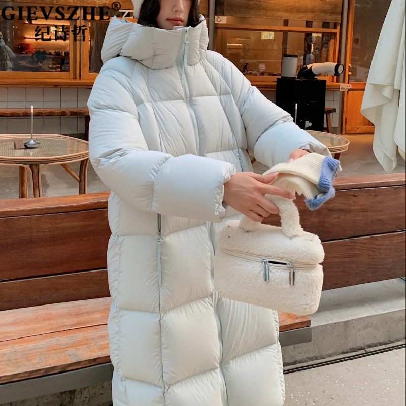 纪诗哲爆款云朵泡芙羽绒服女中长款2025年新款90白鸭绒加厚冬外套