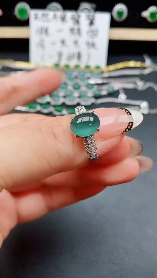 翡翠戒指银S925镶嵌132131