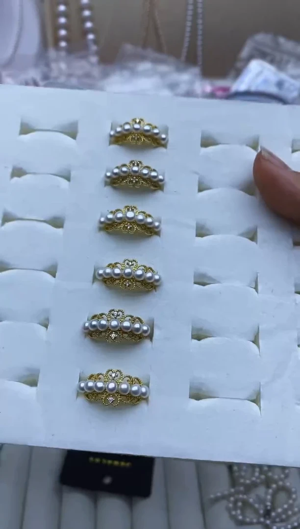 银S925镶嵌戒指淡水珍珠戒指多样性发其一