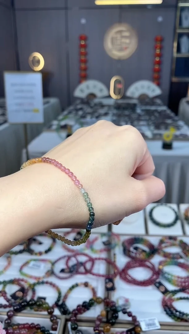 未镶嵌老矿色标彩虹净体单圈手串3mm+碧玺dan多样性发货一条