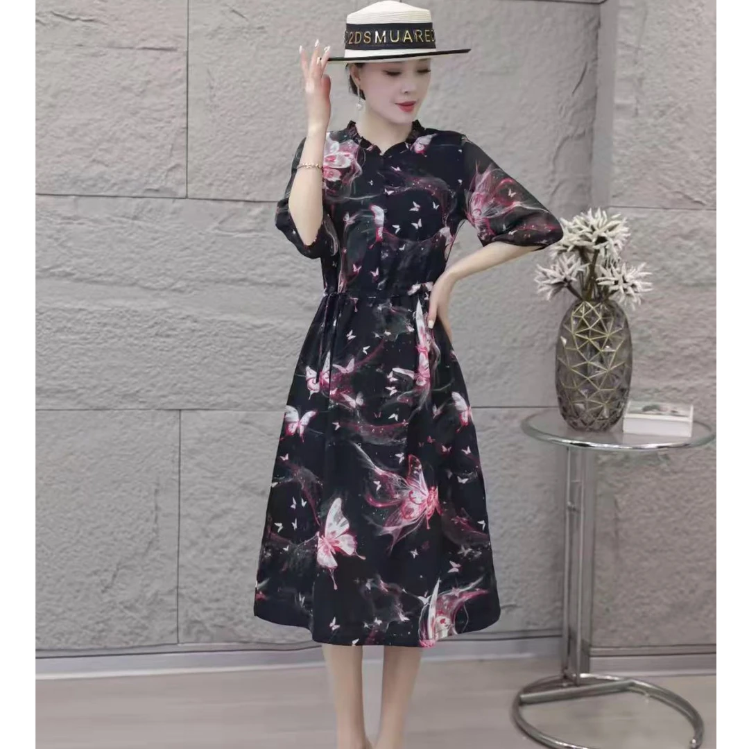 【撤柜断码甩】M1722女时尚连衣裙气质夏季休闲百搭中长款裙子