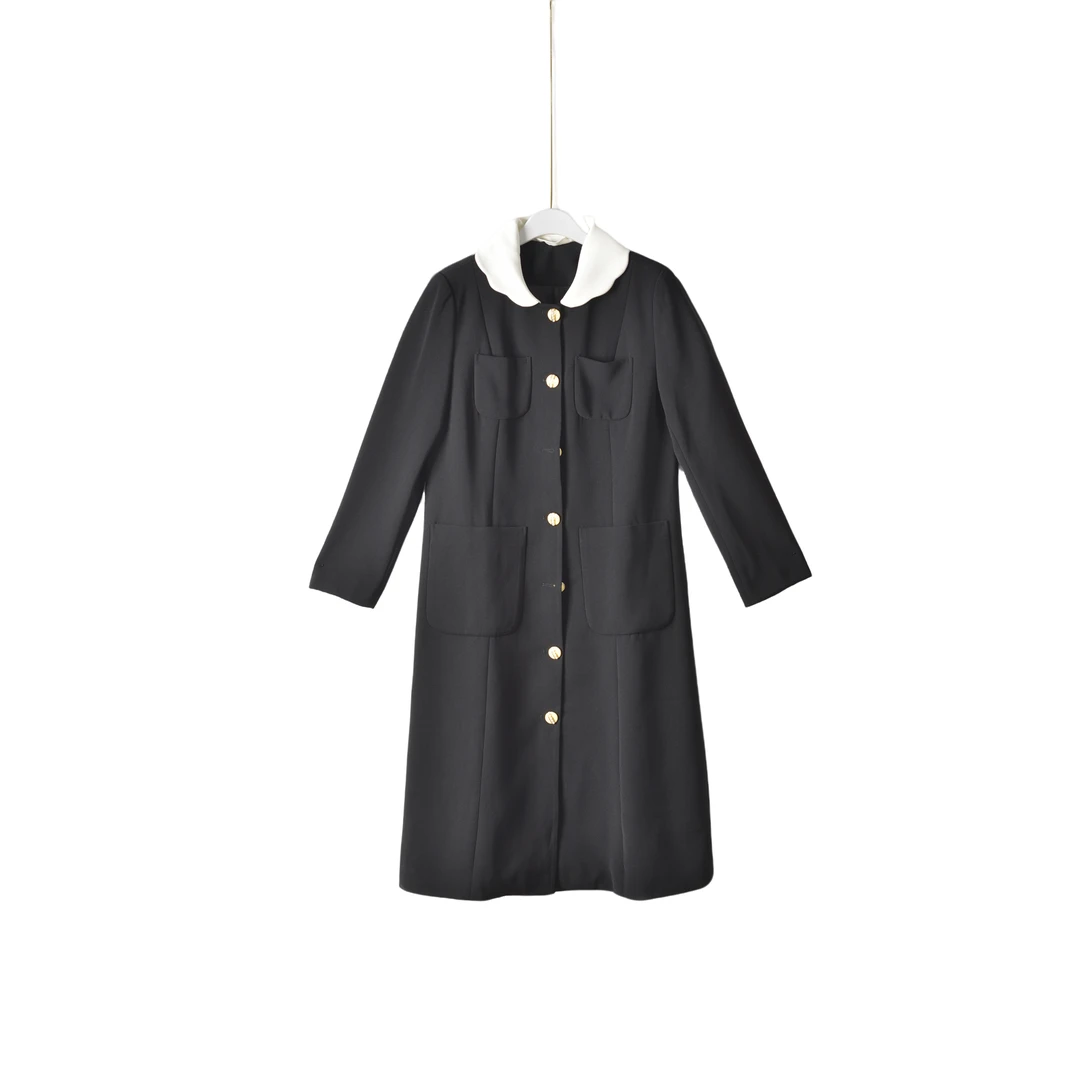 【】深圳时尚女装WNC-中长款修身风衣3455-黑色正码