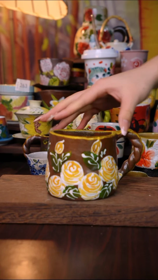 杯子陶泥垚手作 景德镇手工手绘陶瓷器物