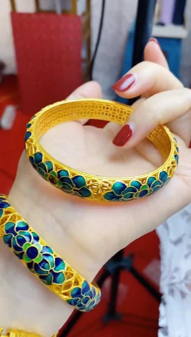 合金无021珐琅彩镂空手镯62圈口