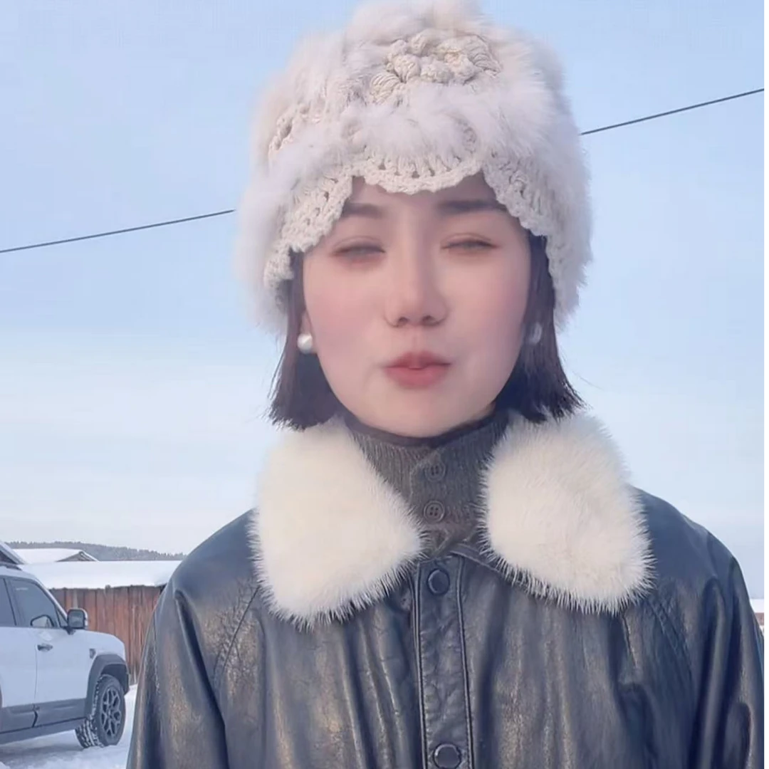 冬季兔毛醒狮渔夫帽0035