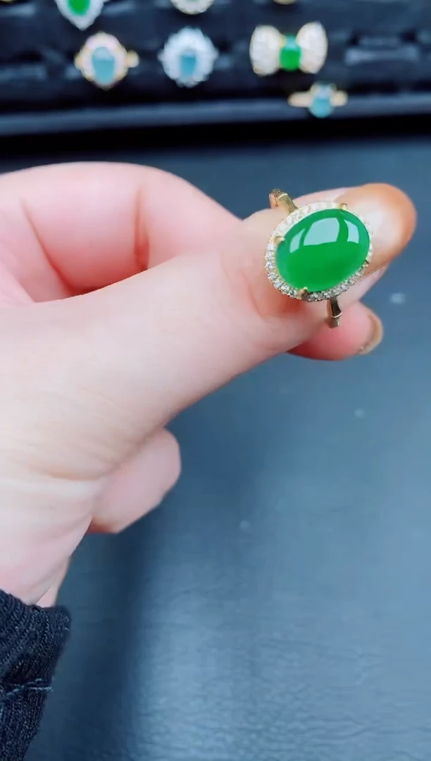 【闪购商品】翡翠戒指银S925镶嵌天然a货翡翠128