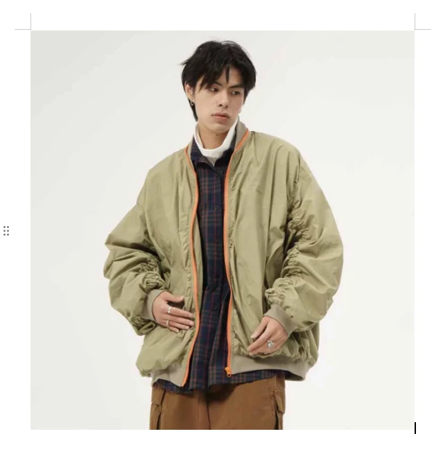 A06(LX)-30437-SON手臂波浪纹设计时尚休闲夹克外套