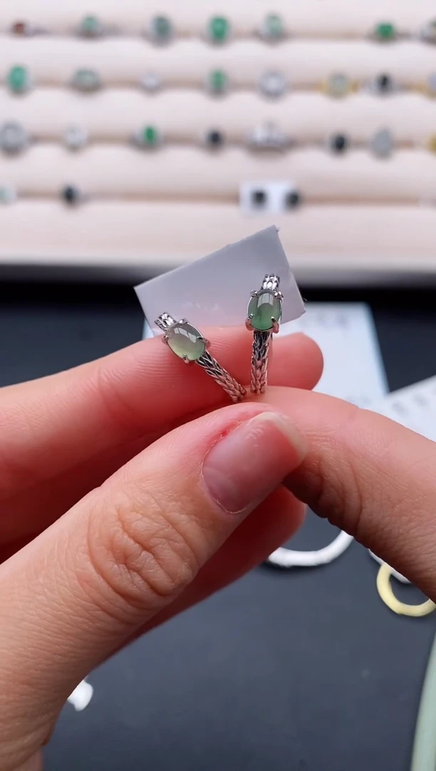 银S925镶嵌戒指翡翠3333333+3