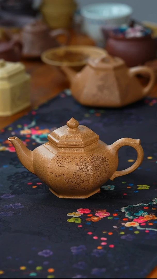 紫砂壶六方笑樱郭星星全手工260CC