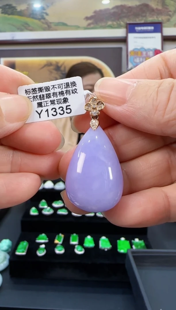 颈饰18K金镶嵌翡翠Y1335水滴